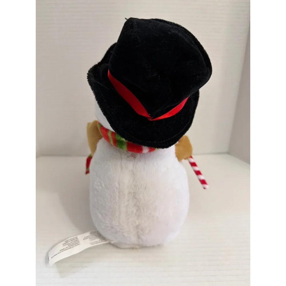 Gemmy Musical Animated Snowman Plush Toy Candy Cane Christmas Approx 11